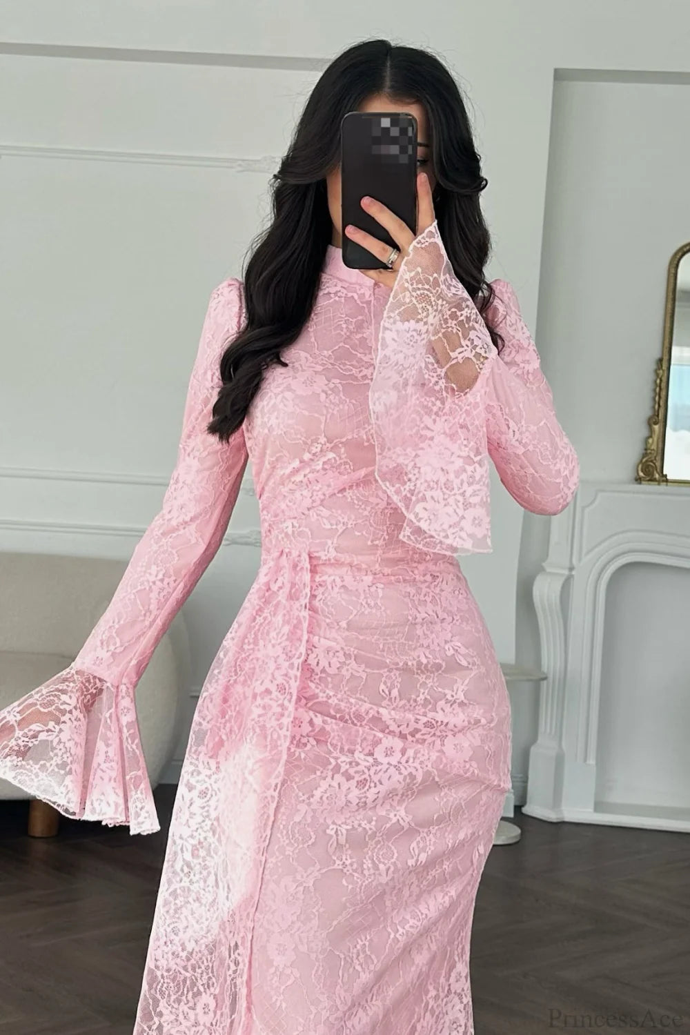 Sexy Lace Long Sleeve Bodycon Maxi Wedding Dress
