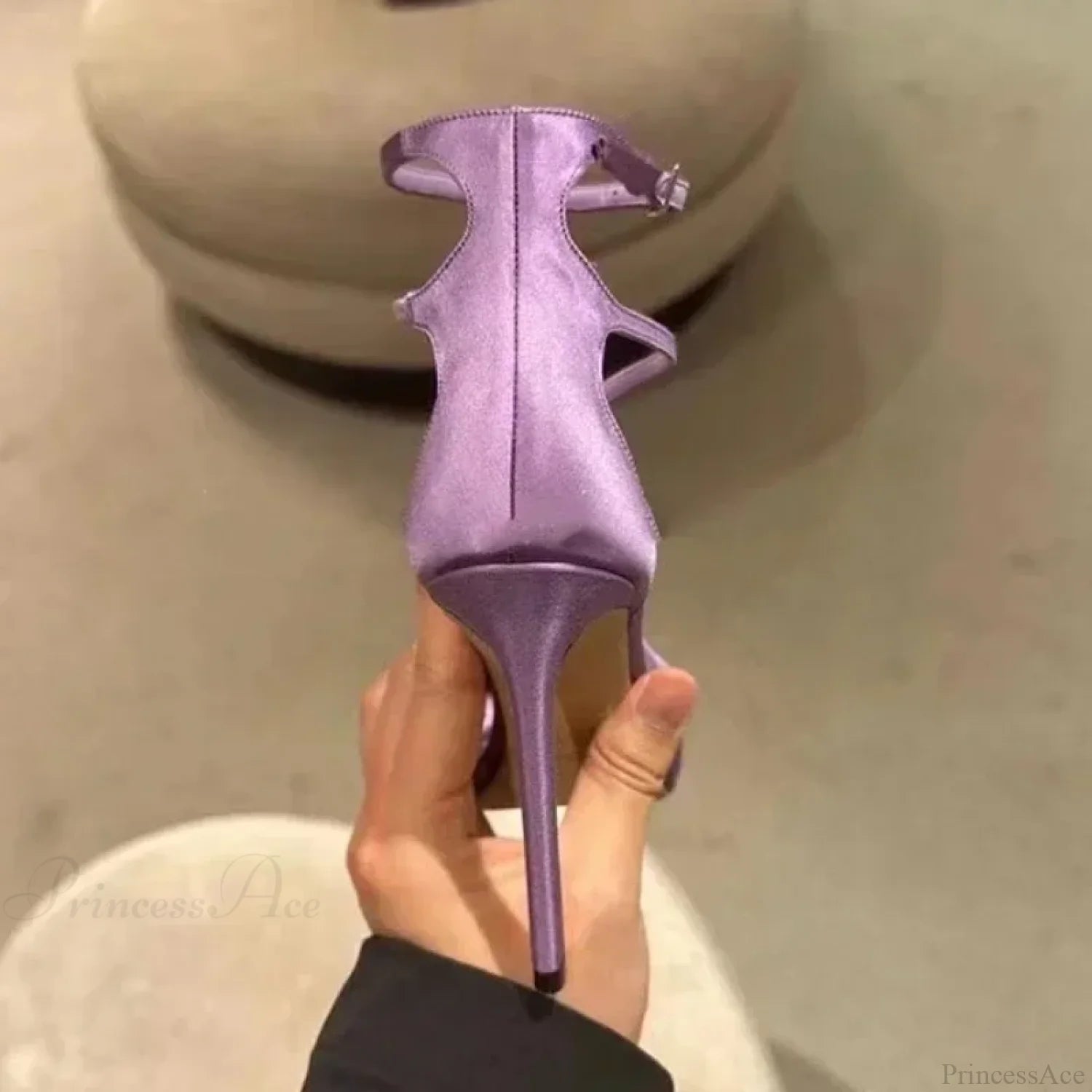 Sexy Luxury Satin Designer Party Dress Square Head Gladiator Slingback Pumps Female High Heel