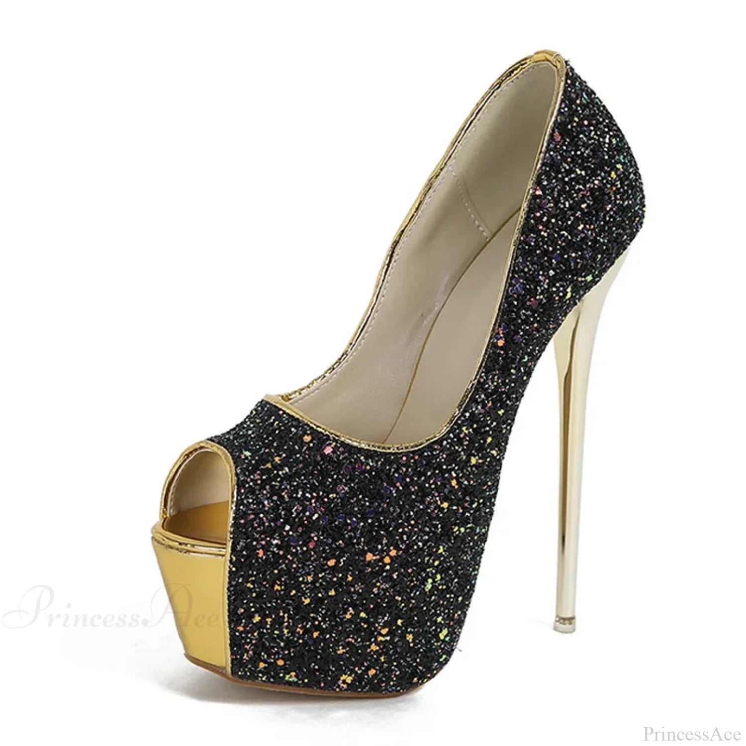 Sexy Peep-Toe Extreme High-Heels Party Nightclub Stripper Pole-Dance Sequined Cloth Platform High