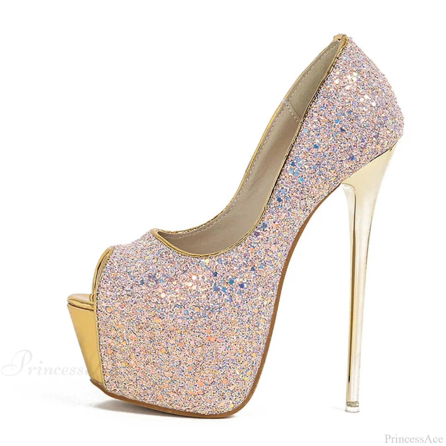 Sexy Peep-Toe Extreme High-Heels Party Nightclub Stripper Pole-Dance Sequined Cloth Platform High