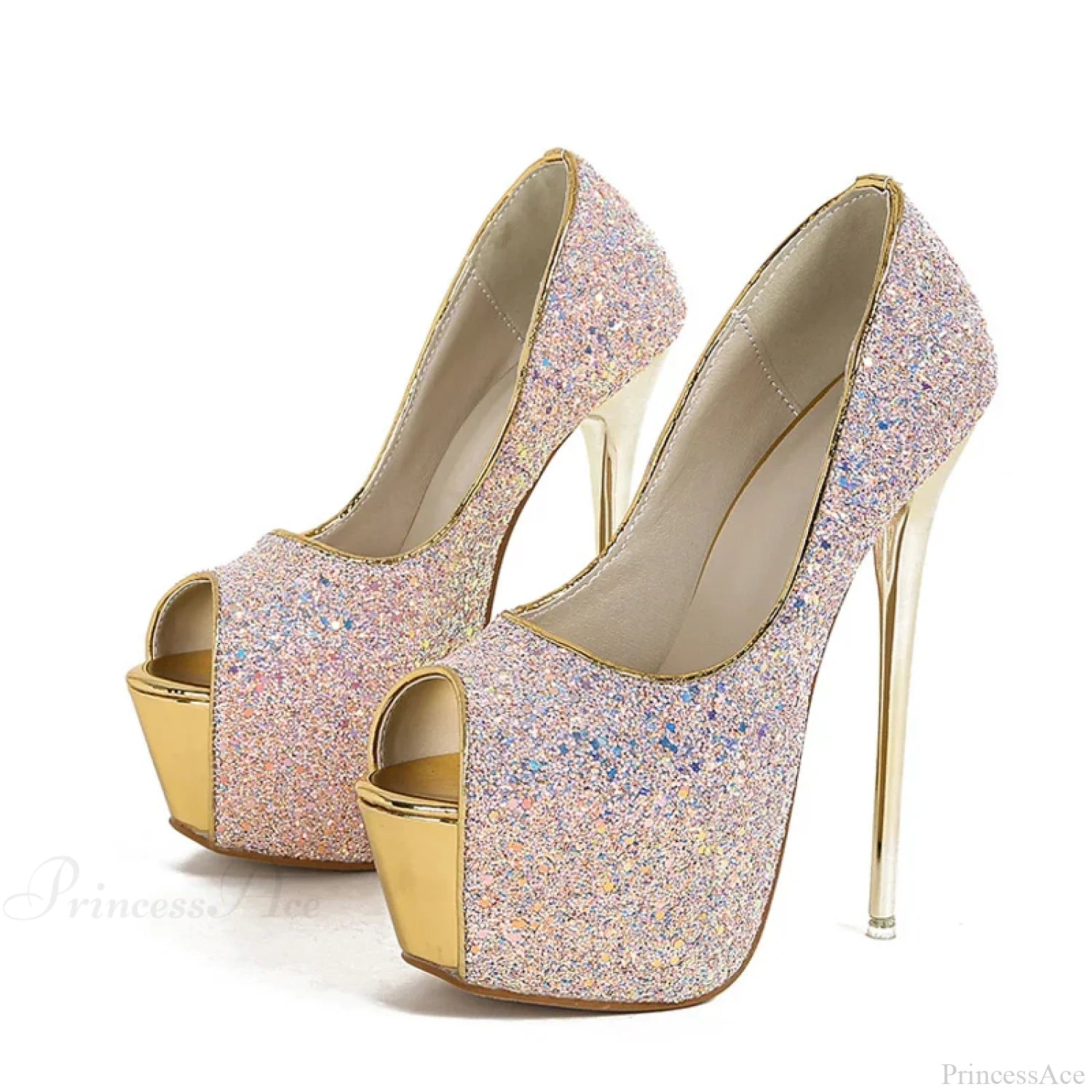 Sexy Peep-Toe Extreme High-Heels Party Nightclub Stripper Pole-Dance Sequined Cloth Platform High
