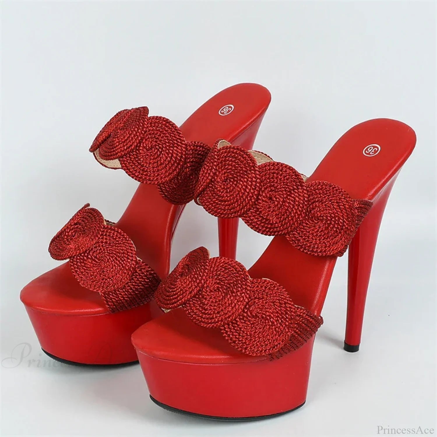 Sexy Peep-Toe Pole-Dance Extreme Platform Handwoven Hemp Summer Narrow-Band High Heel