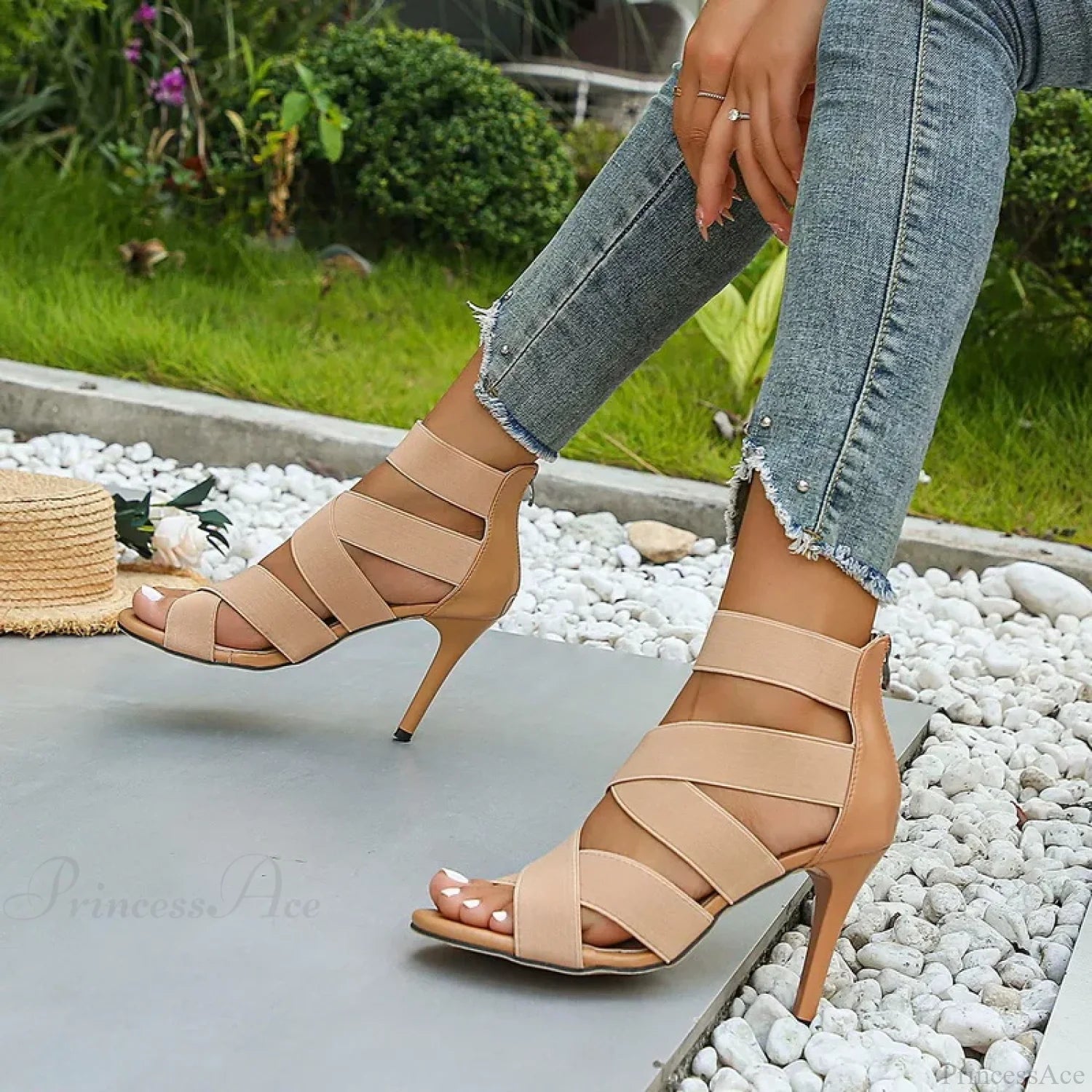 Sexy Peep-Toe Thin High Heel Shoes Women Sandals Elegant Square Head Glitter Shinning Party Sandal