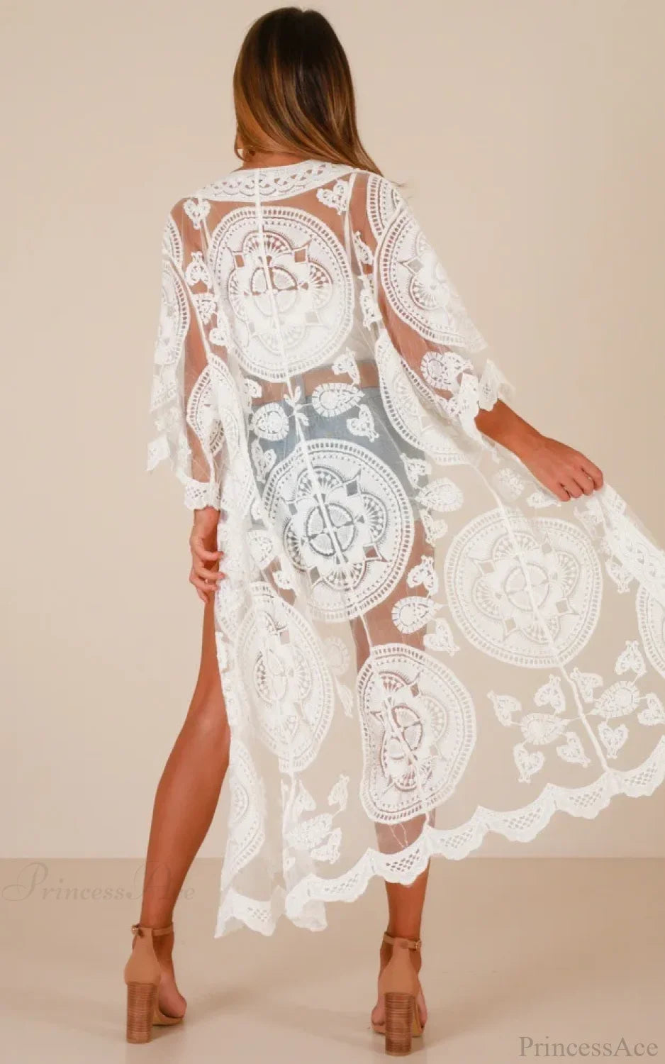 Sexy See-Through Lace Blouse Boho Beach Bikini Cover Up bohocoverup-250126