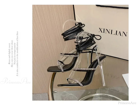 Sexy Silk Pointed Rhinestone Butterfly-Knot Thin High Heel Sandals Pvc Band Ankle Buckle Banquet