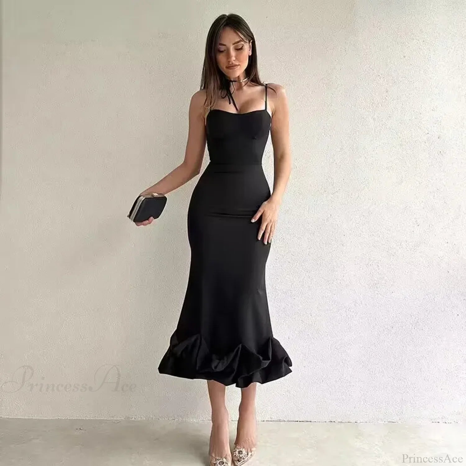 Sexy Slanted One Shoulder Modern Slim Chain Floral Maxi Dress