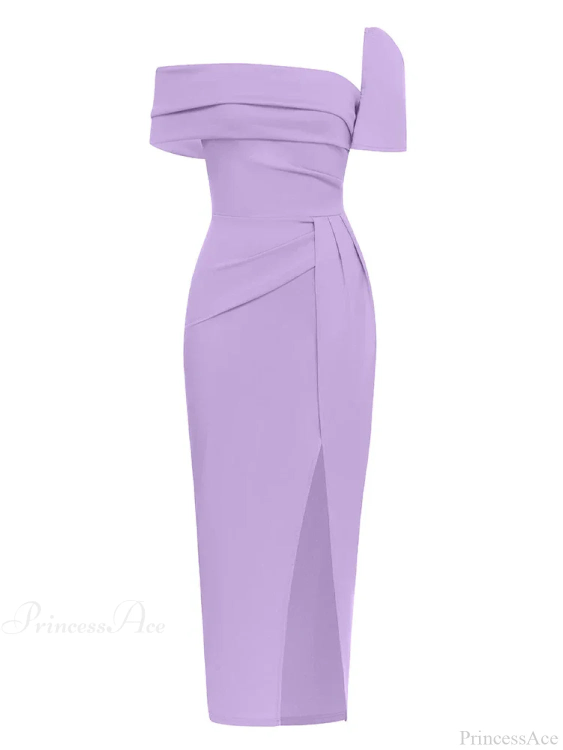 Sexy Square Collar Folds Design Long Dress Short Sleeves Christmas Party Purple / S Dresses-L