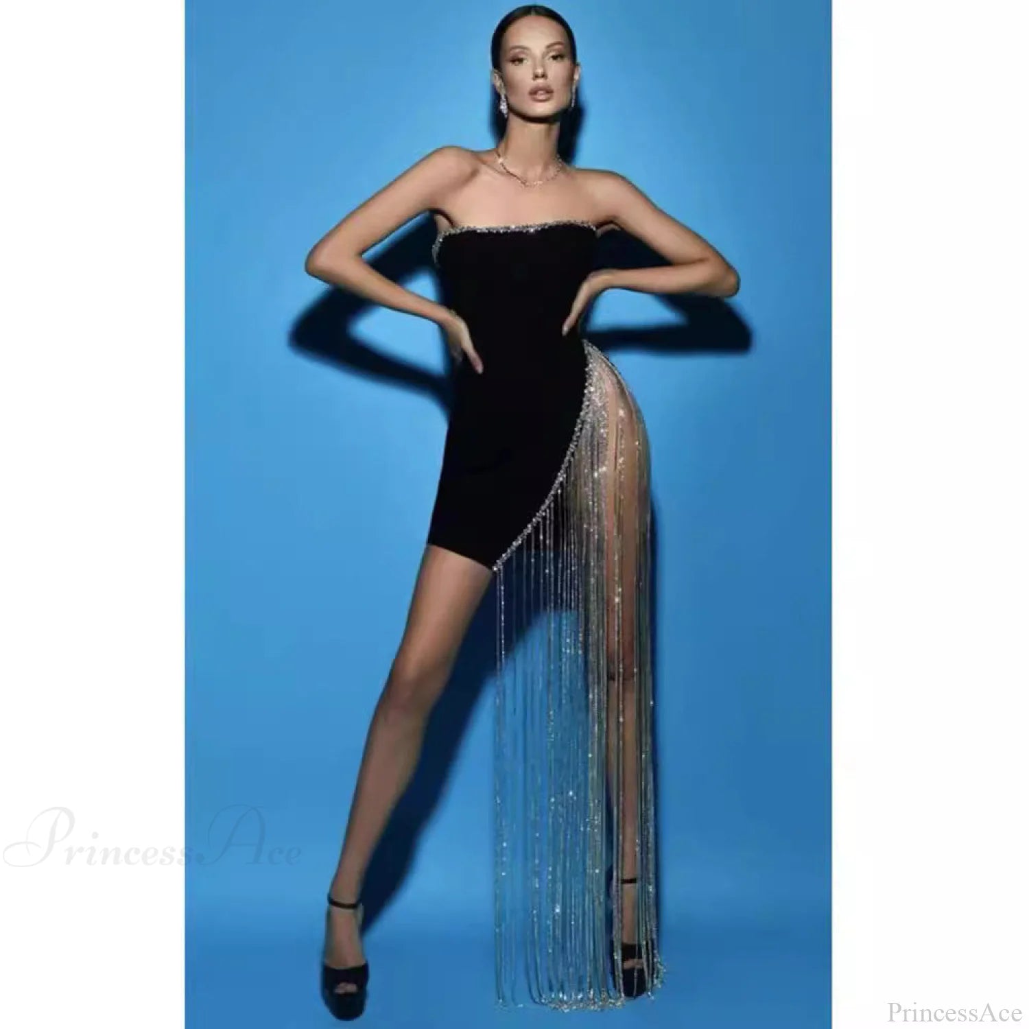 Sexy Strapless Slit Bandage Mini Prom Dress BLACK / XS promdress-250223