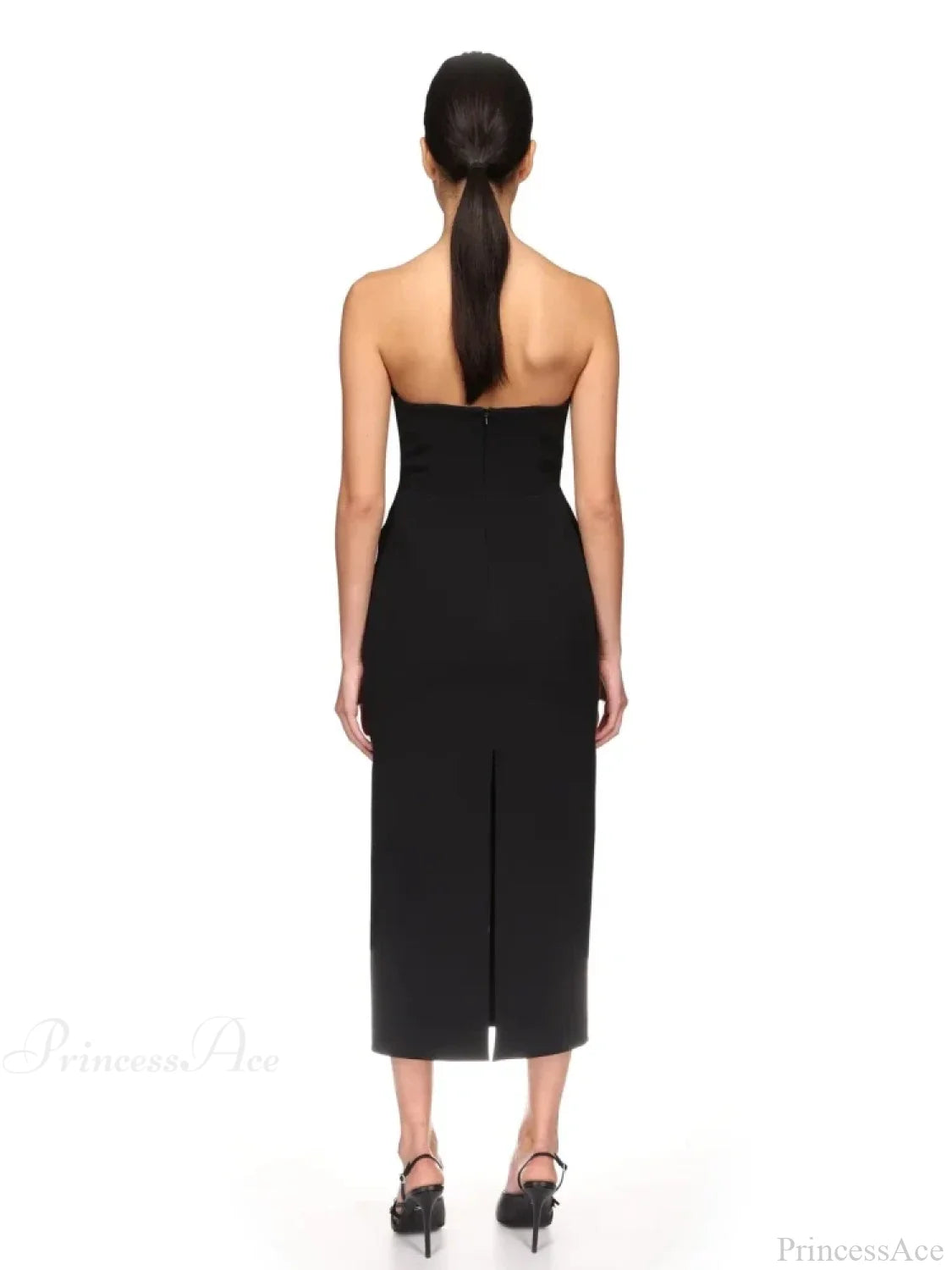 Sexy Strapless V Neck Diamonds Bandage Black Sleeveless Christmas Party Dress Dresses-L