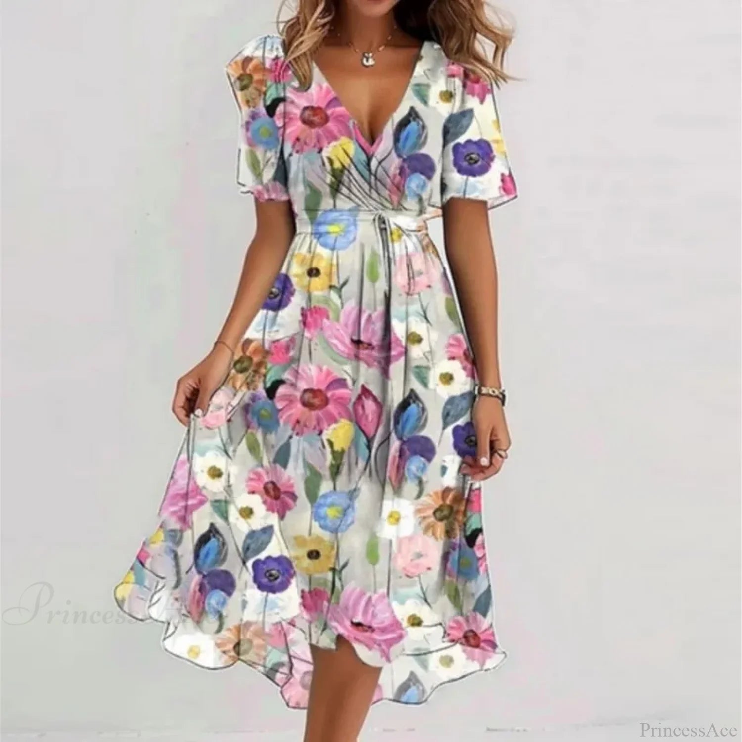 Sexy V-neck Floral Swing Dress oldfloraldress-250126