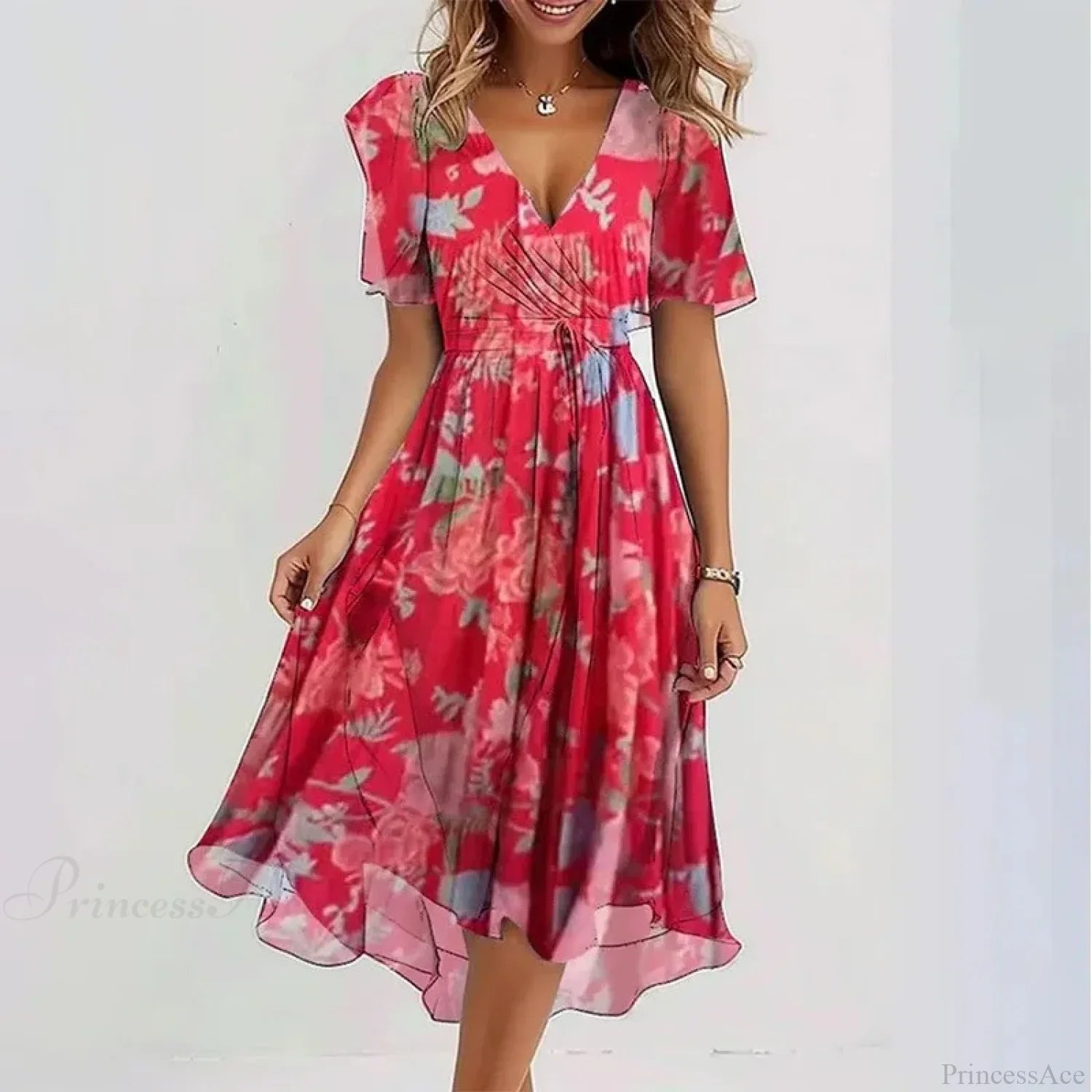Sexy V-neck Floral Swing Dress oldfloraldress-250126