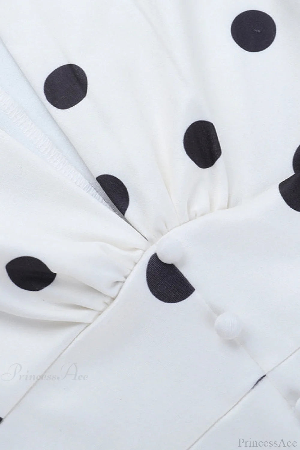 Sexy V Neck Polka Dot Lantern Sleeve Waist Cinching Fitted Mini Dress