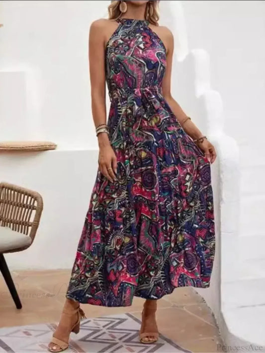 Sexy Vintage Hanging Neck Boho Dress bohodress-250126