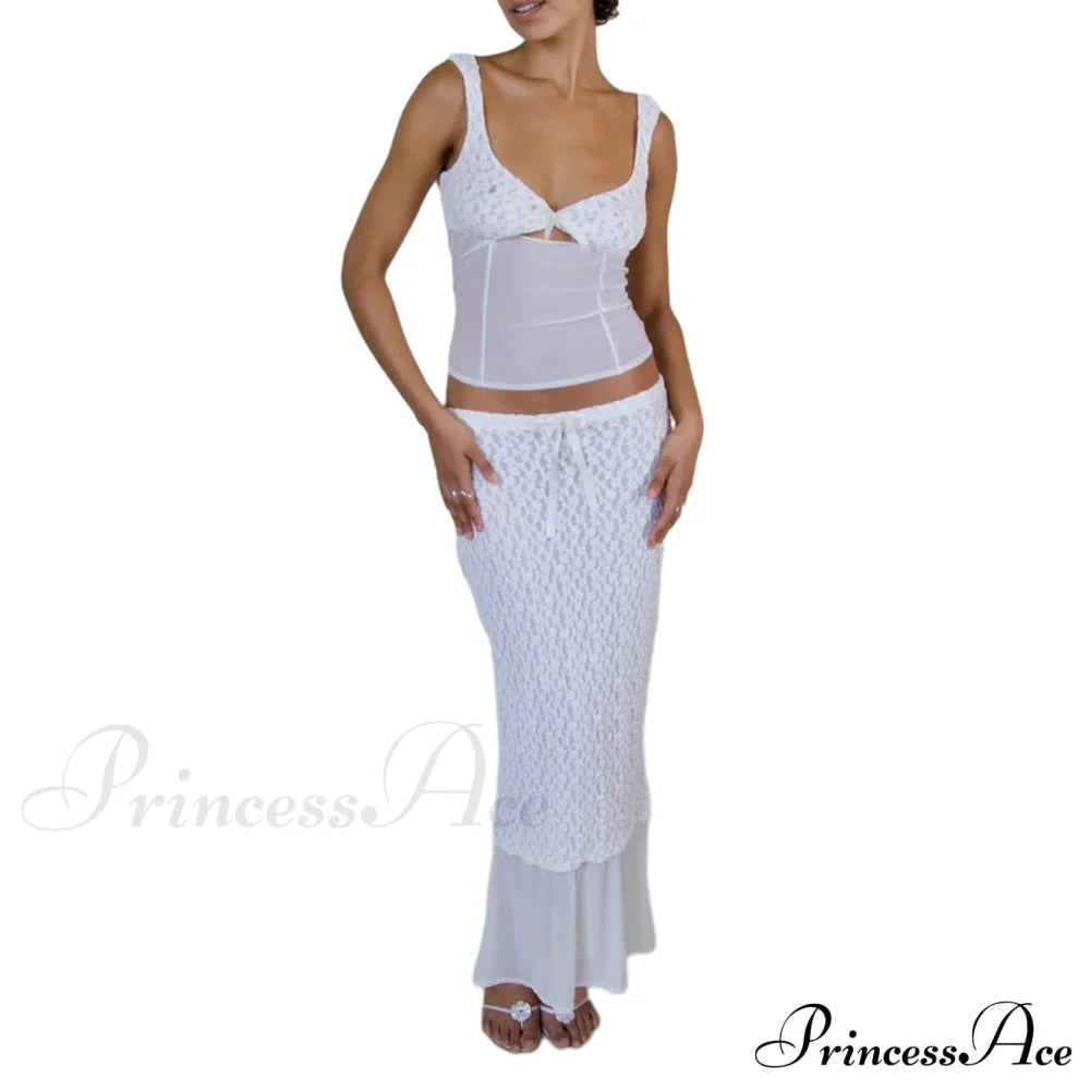 Sexy Y2K Sleeveless Slim Fit Stylish Elegant Trendy Classic Crop Top White / S