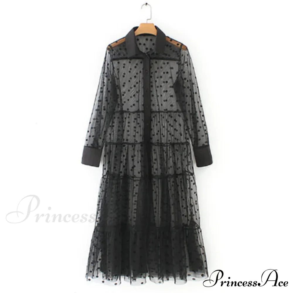 Sheer Lace Cover Up With Polka Dot Pattern For Summer S / White Beach Cover Up Dress