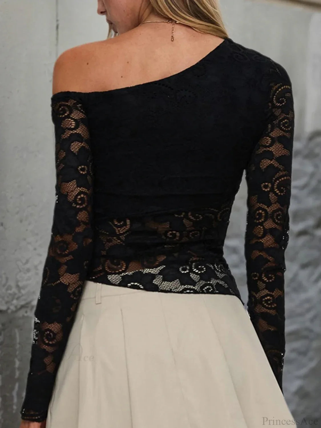 Sheer Slash Collar Knit Top