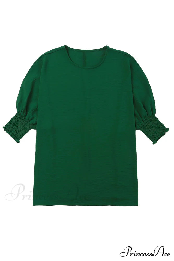Shift Top Wrist Smocked - Green Tops