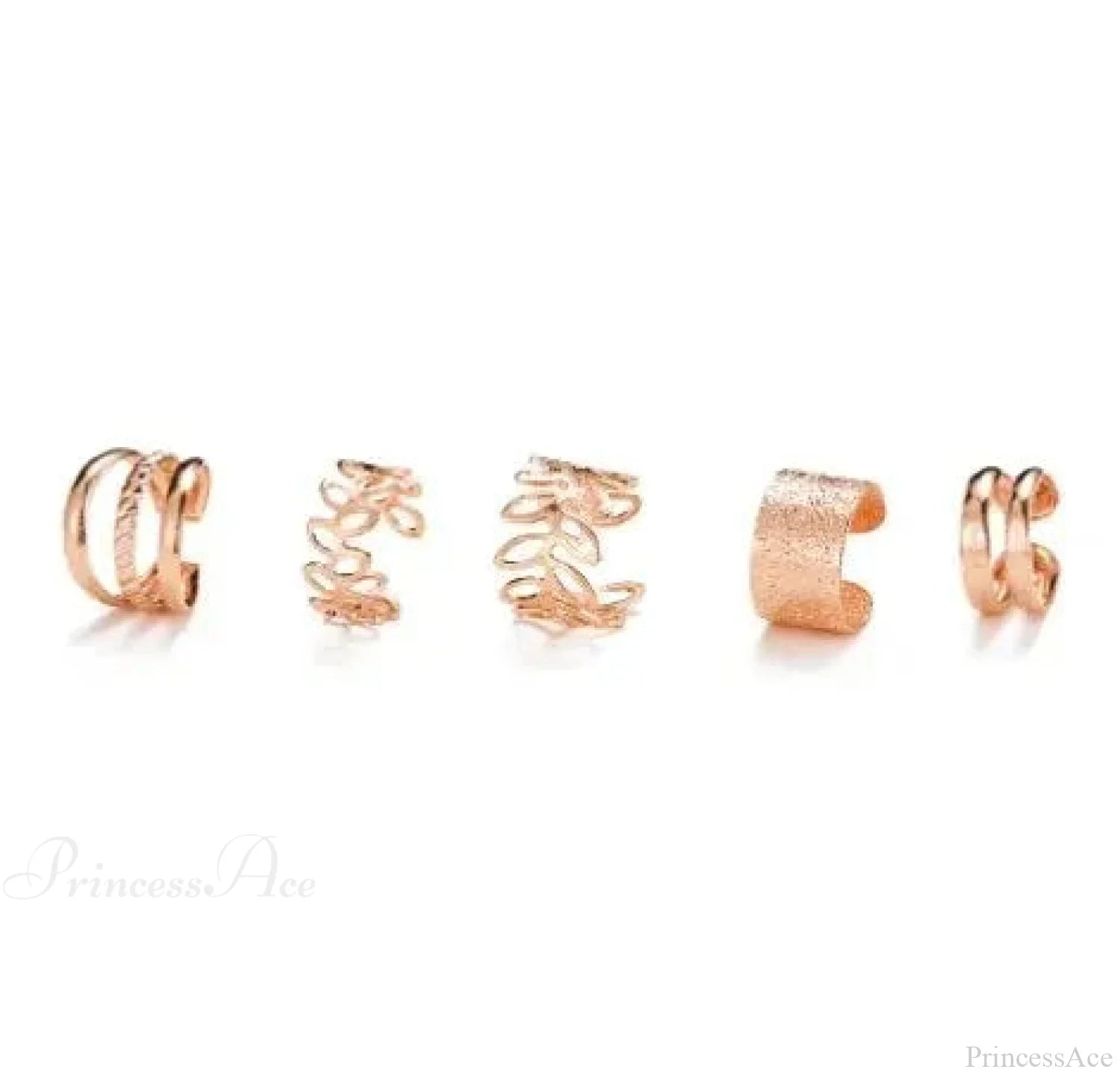 Shiny Foliage Clamp Basic Non-Puncturing Earring Rose gold