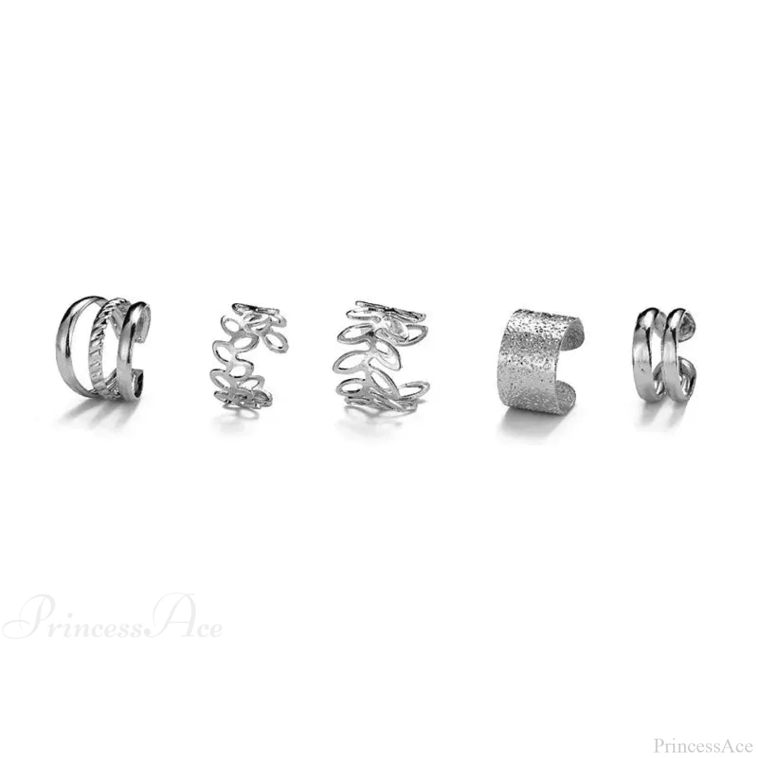 Shiny Foliage Clamp Basic Non-Puncturing Earring Silver
