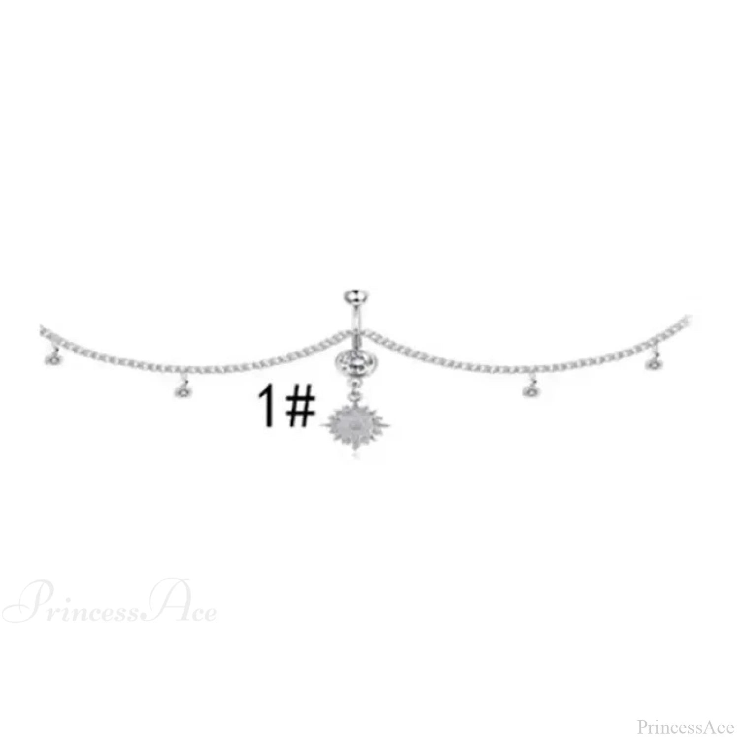 Shiny Metal Chain Dark Belly Ring sliver1