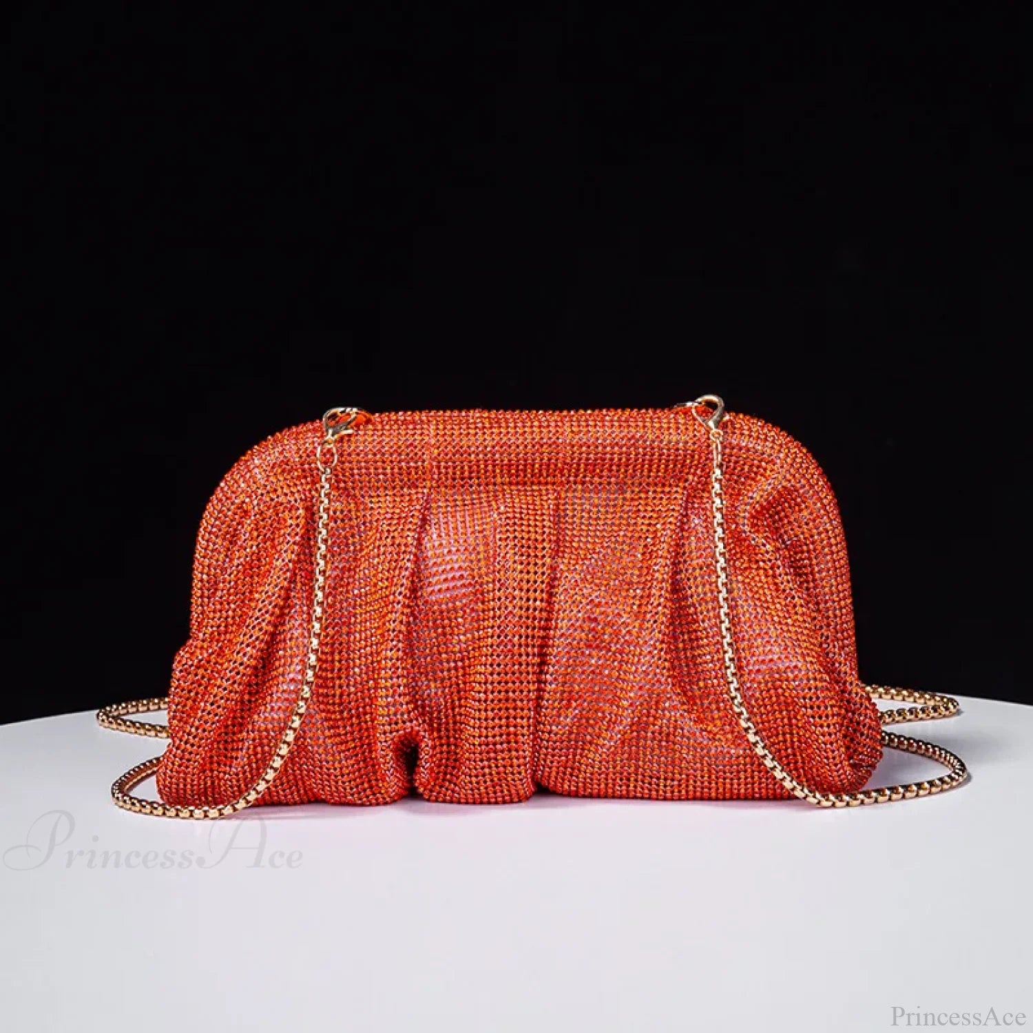 Shiny Rhinestone Wedding Clutch Wristlet Orange wristlet-250126