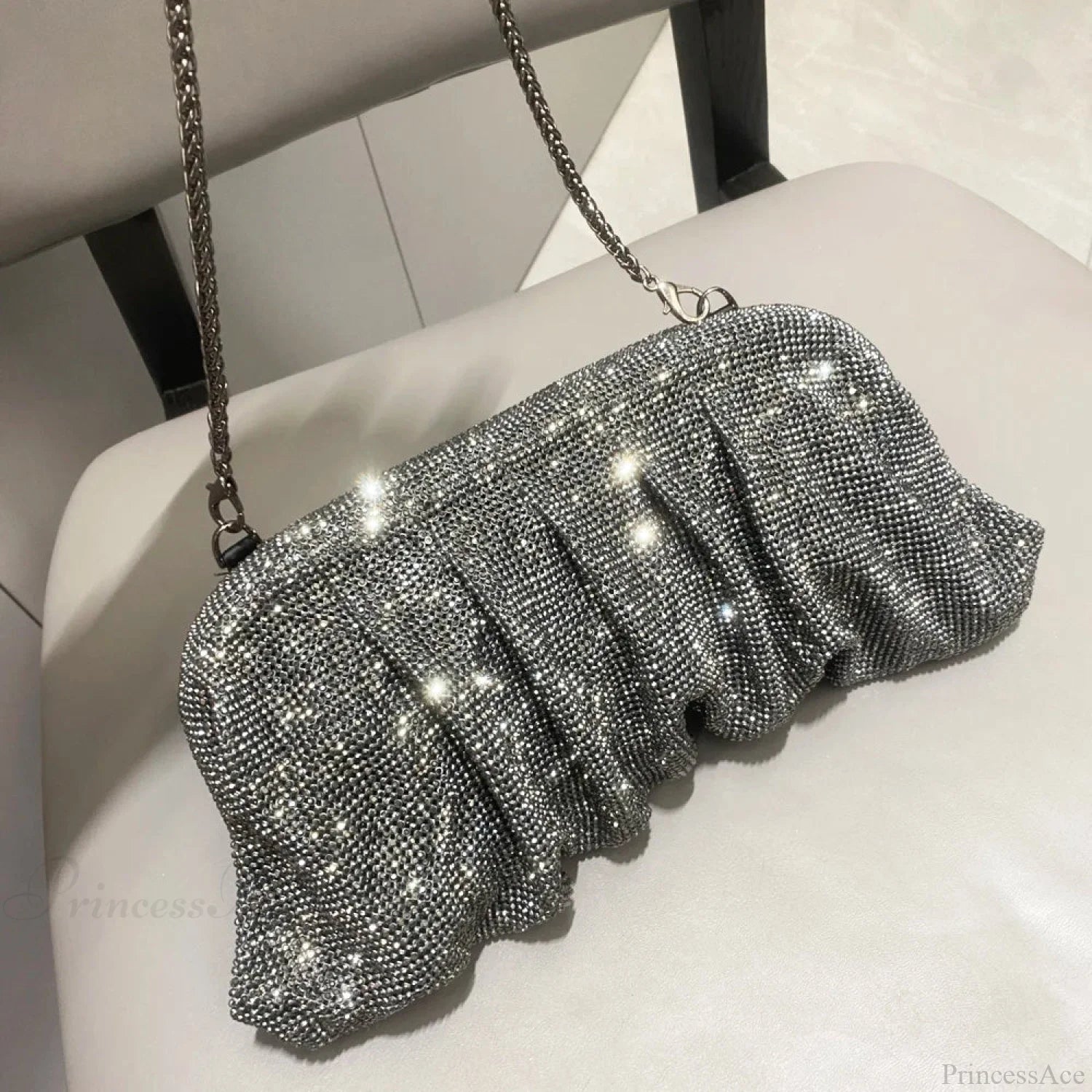Shiny Rhinestones Handmade Evening Wristlet Gun color wristlet-250126