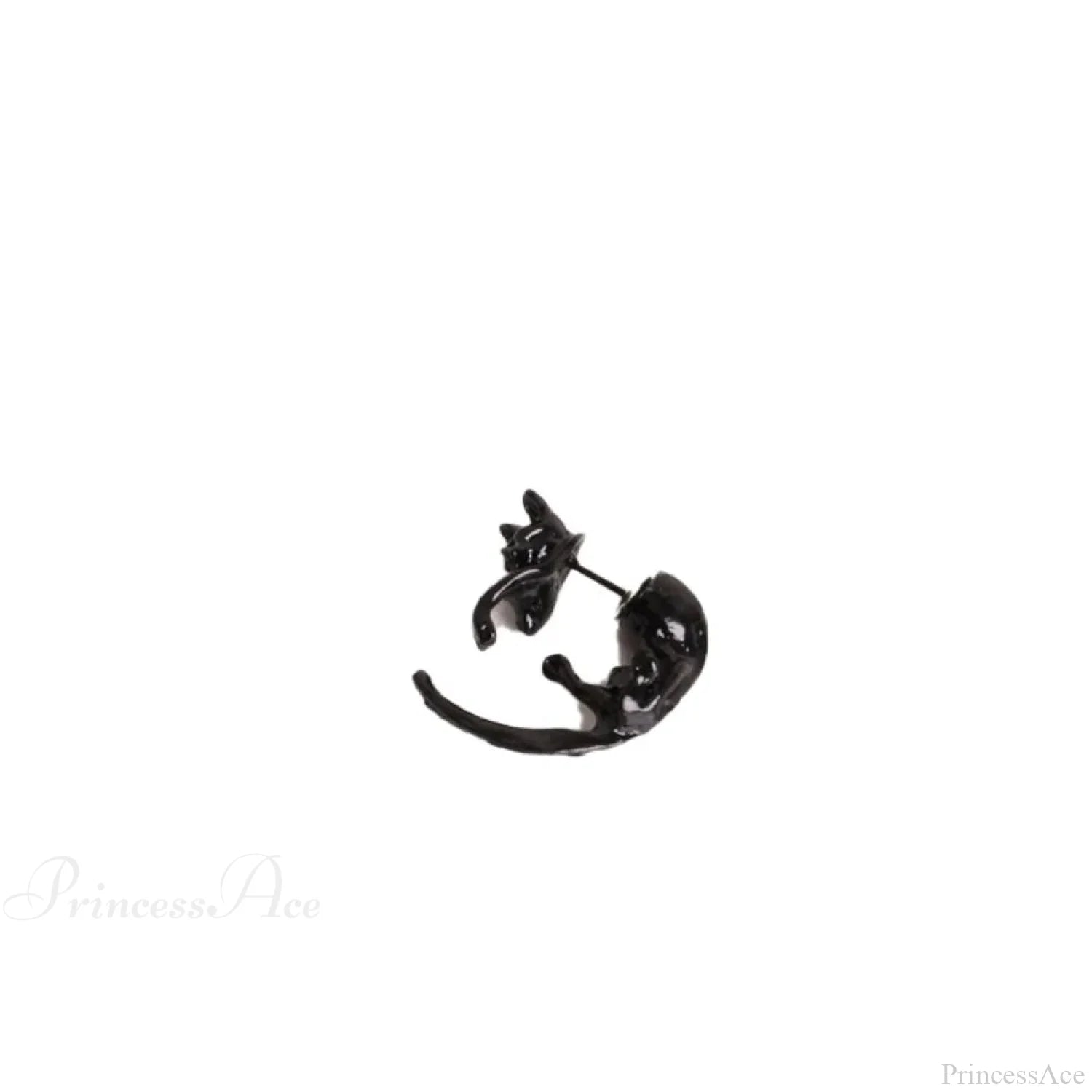 Shiny Thorns Circle Five-Pointed Star Earring black