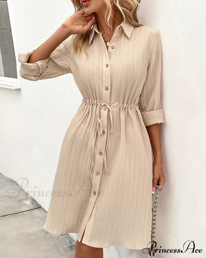 Shirt Dress In A Solid Color Causal