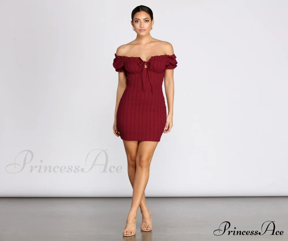 Show ’Em Off Charming Shoulder Smocked Mini Dress Casual Dresses