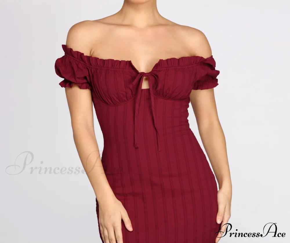 Show ’Em Off Charming Shoulder Smocked Mini Dress Casual Dresses