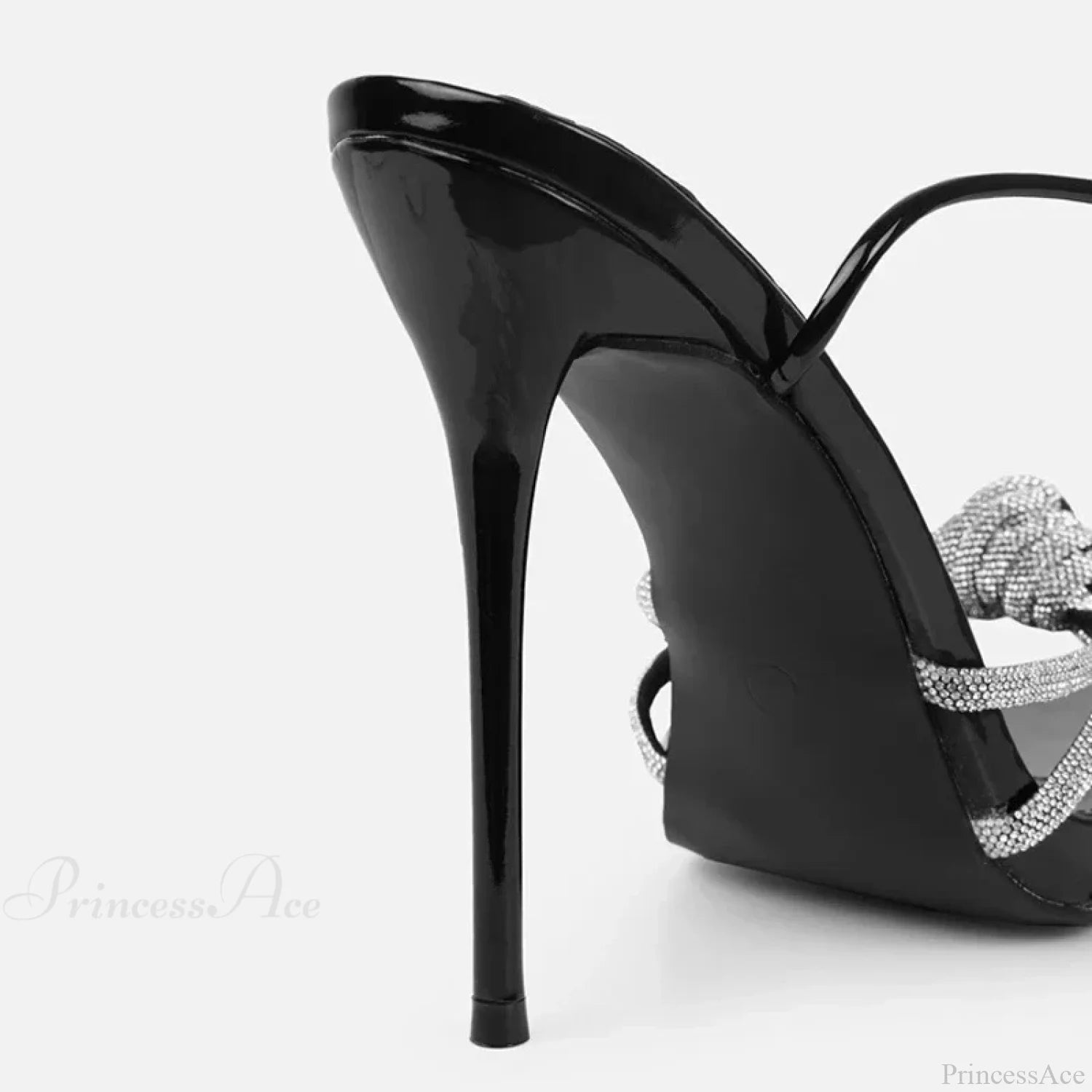 Silver Crystal Narrow-Band Sandals Summer Party Wedding Prom Open-Toe High Heels Women Heel