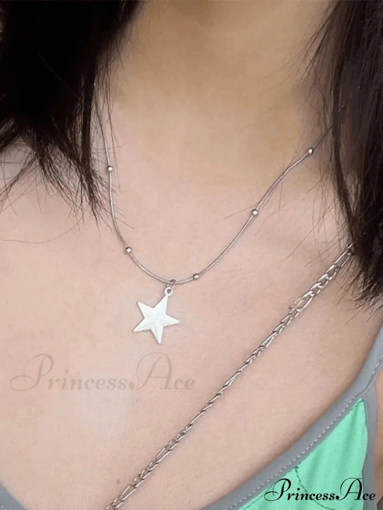 Silver Rhinestone Graceful Drop Decor Necklace / One Size Necklaces