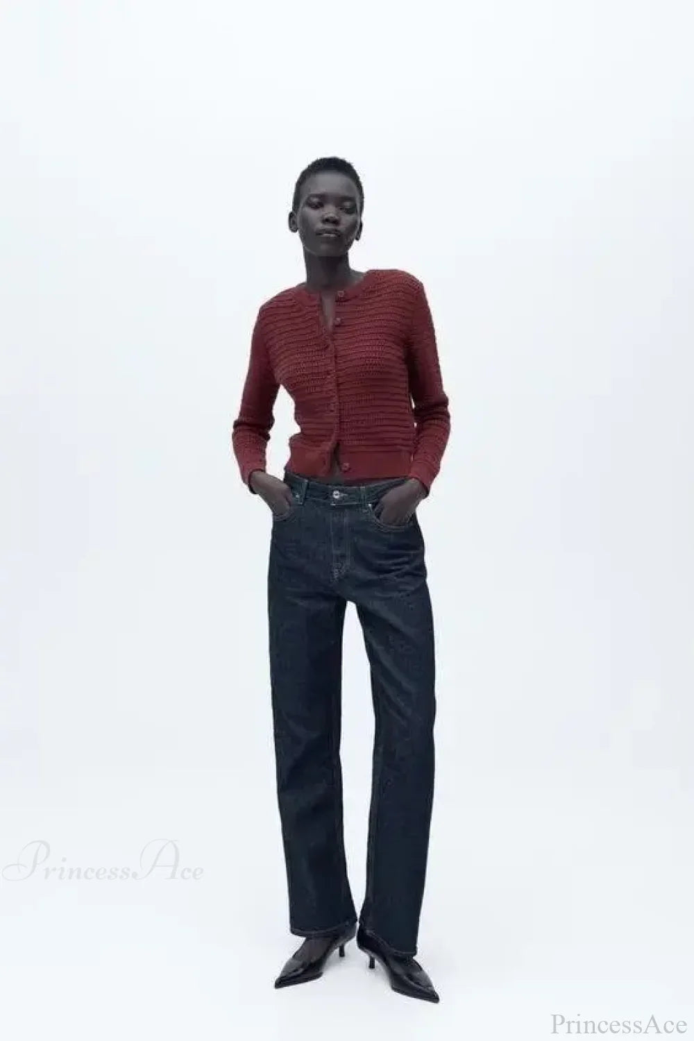 Simple Casual Textured Round Neck Cardigan