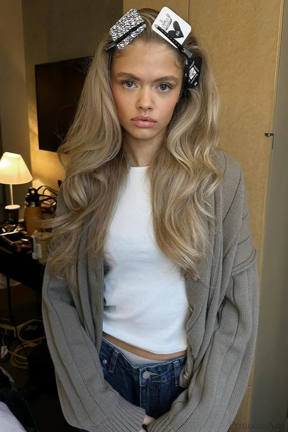 Simple Solid Rib Crewneck Oversized Cardigan Sweater