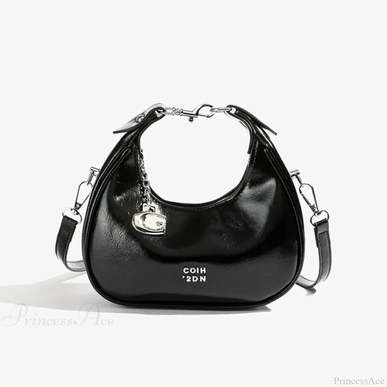 Simple Versatile Solid Color Shoulder Messenger Handbag Black handbag-250126