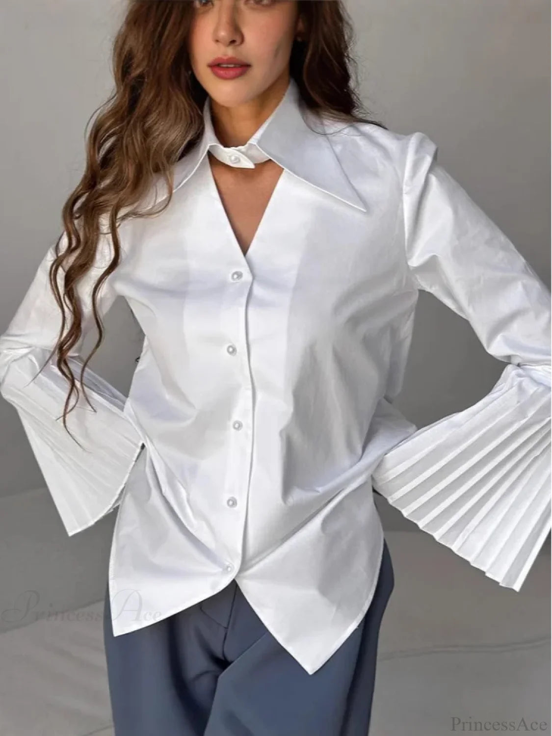Single Breasted Ruffles Full Sleeve Blouse blouse-250223