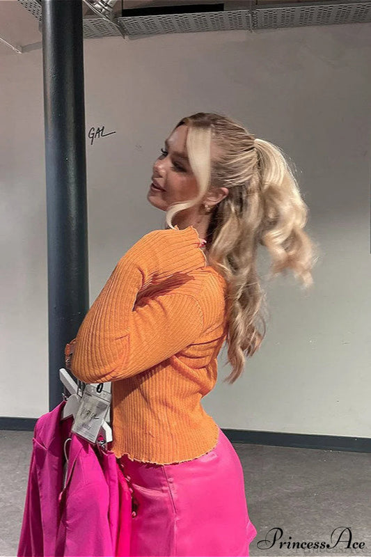 Single Button Crew Neck Solid Color Crop Long Sleeve Cardigan