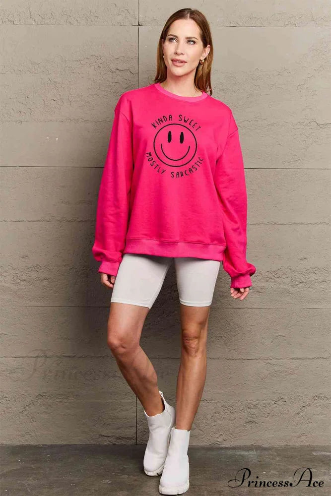 Size Full Face - Smiling Simply Graphic Sweatshirt Love Sweaters-L