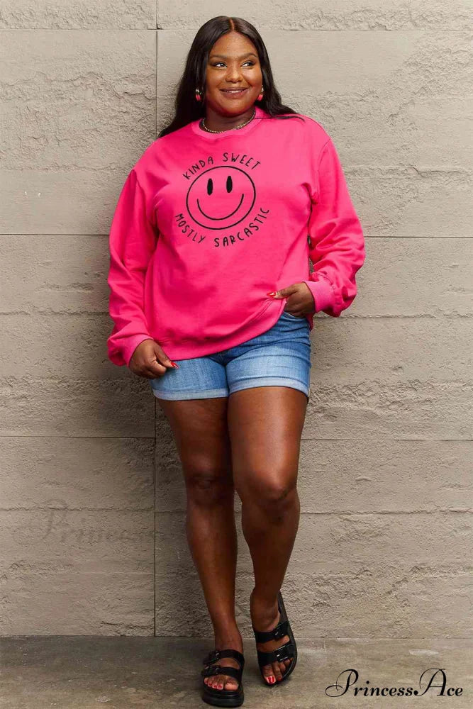 Size Full Face - Smiling Simply Graphic Sweatshirt Love Sweaters-L