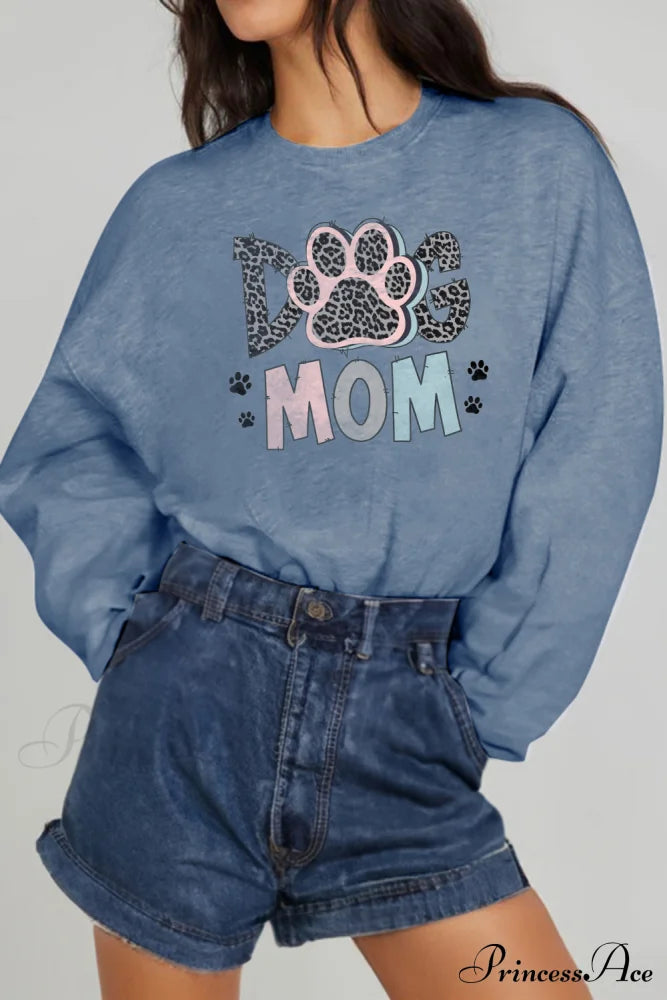 Simply Love Simply Love Full Size DOG MOM Graphic Sweatshirt Cloudy Blue clothes graphic t shirts long sleeve tops Ship From Overseas Shipping Delay 09/29/2023 - 10/04/2023 shirt shirts Simply Love t shirts tops