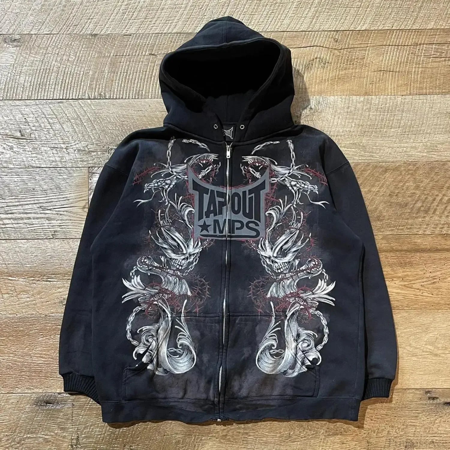 Skull Graphic Zipper Hoodie black 9 / S