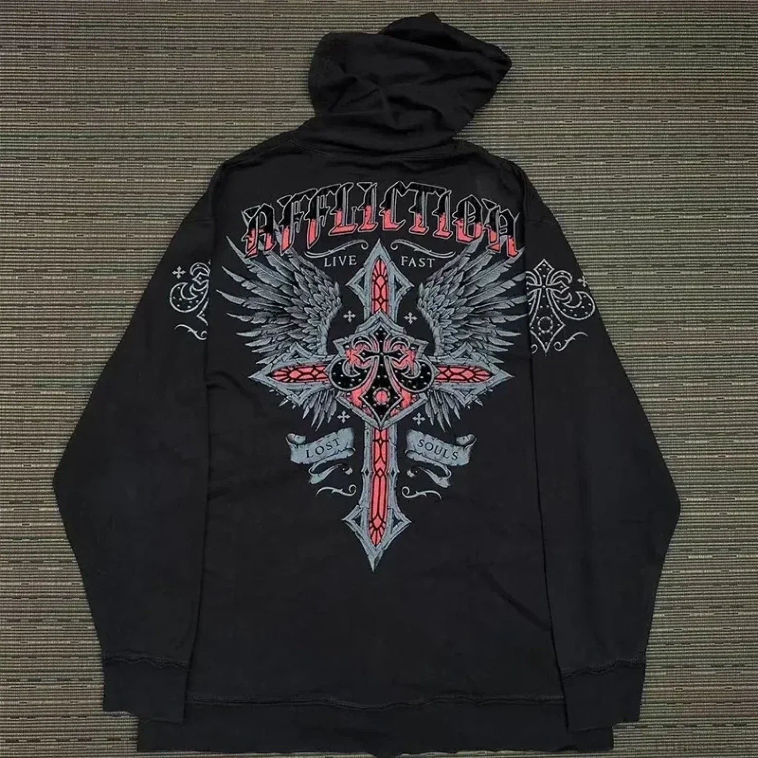 Skull Patchwork Zipper Hoodie black 7 / S