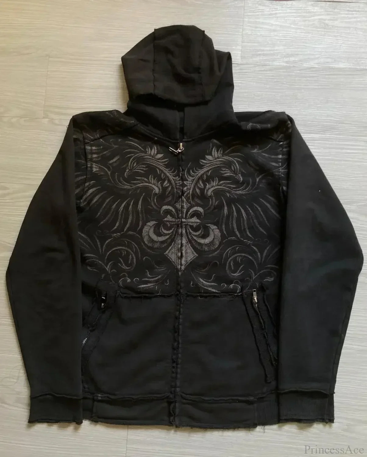 Skull Print Hooded Sweatshirt Black 10 / S