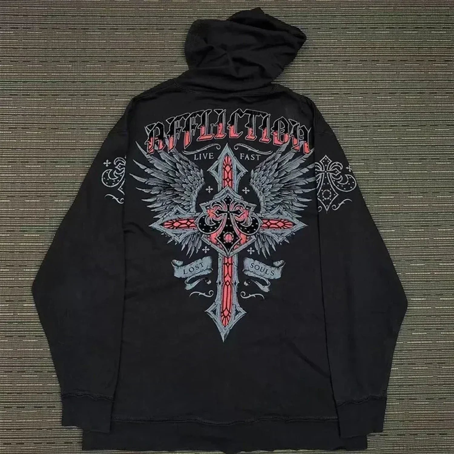 Skull Print Hooded Sweatshirt Black 13 / S