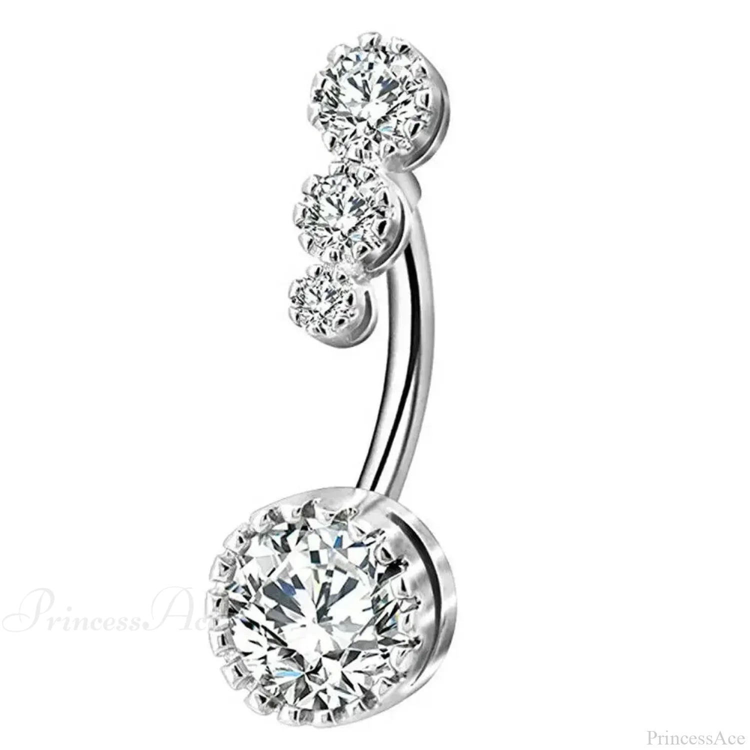 Skull Serpent Dangle Dark Belly Ring Silver