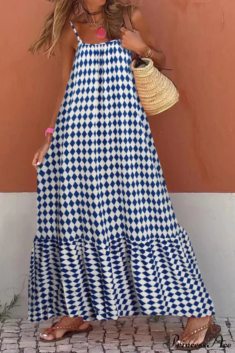 New Sleeveless Print Summer Spaghetti Strap Boho Dress