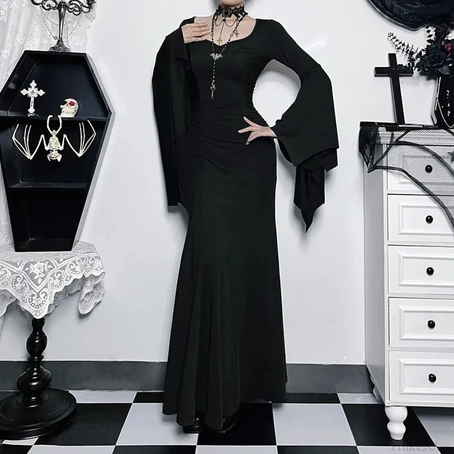 Slender Gothic Autumn Everyday Comfort Long Dress