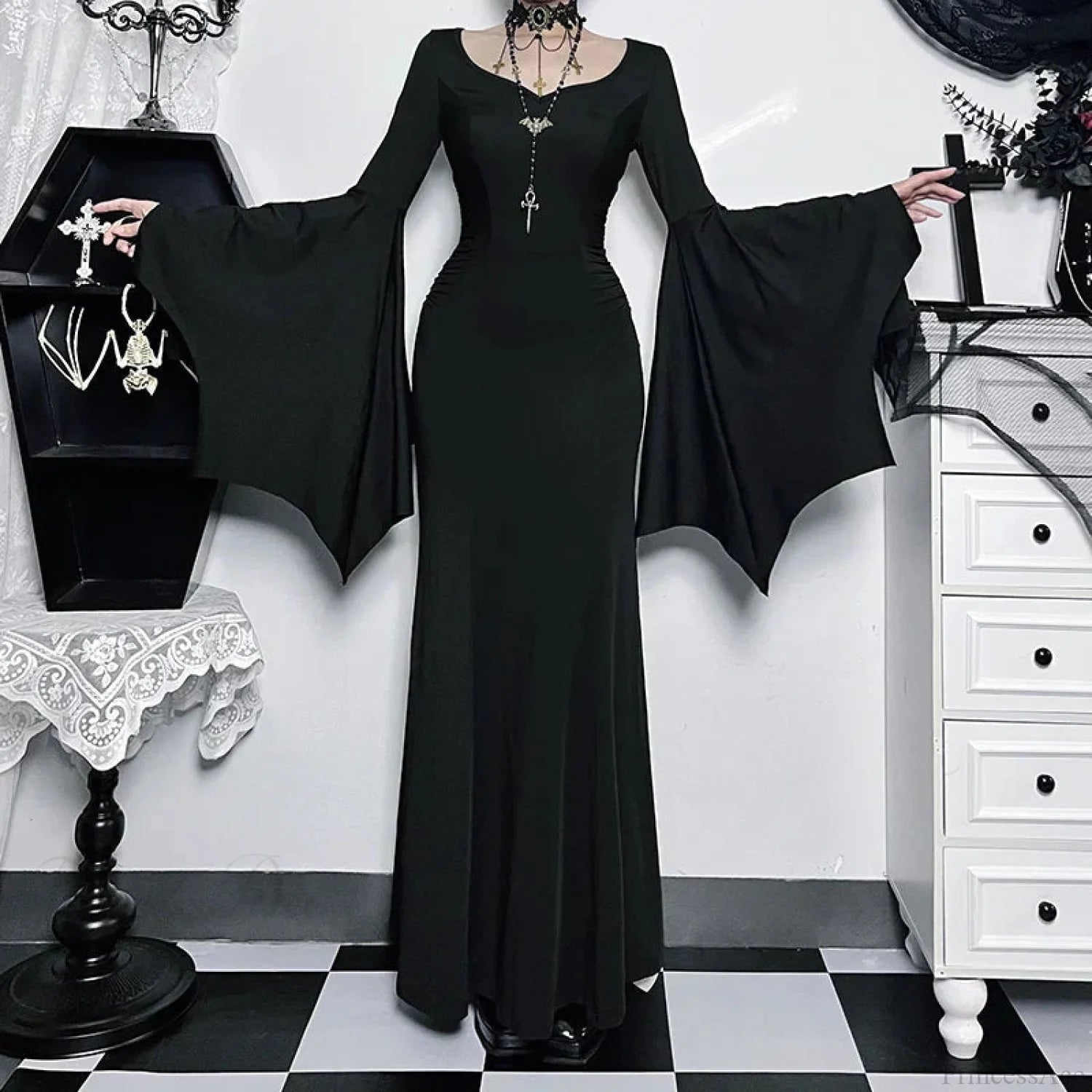 Slender Gothic Autumn Everyday Comfort Long Dress