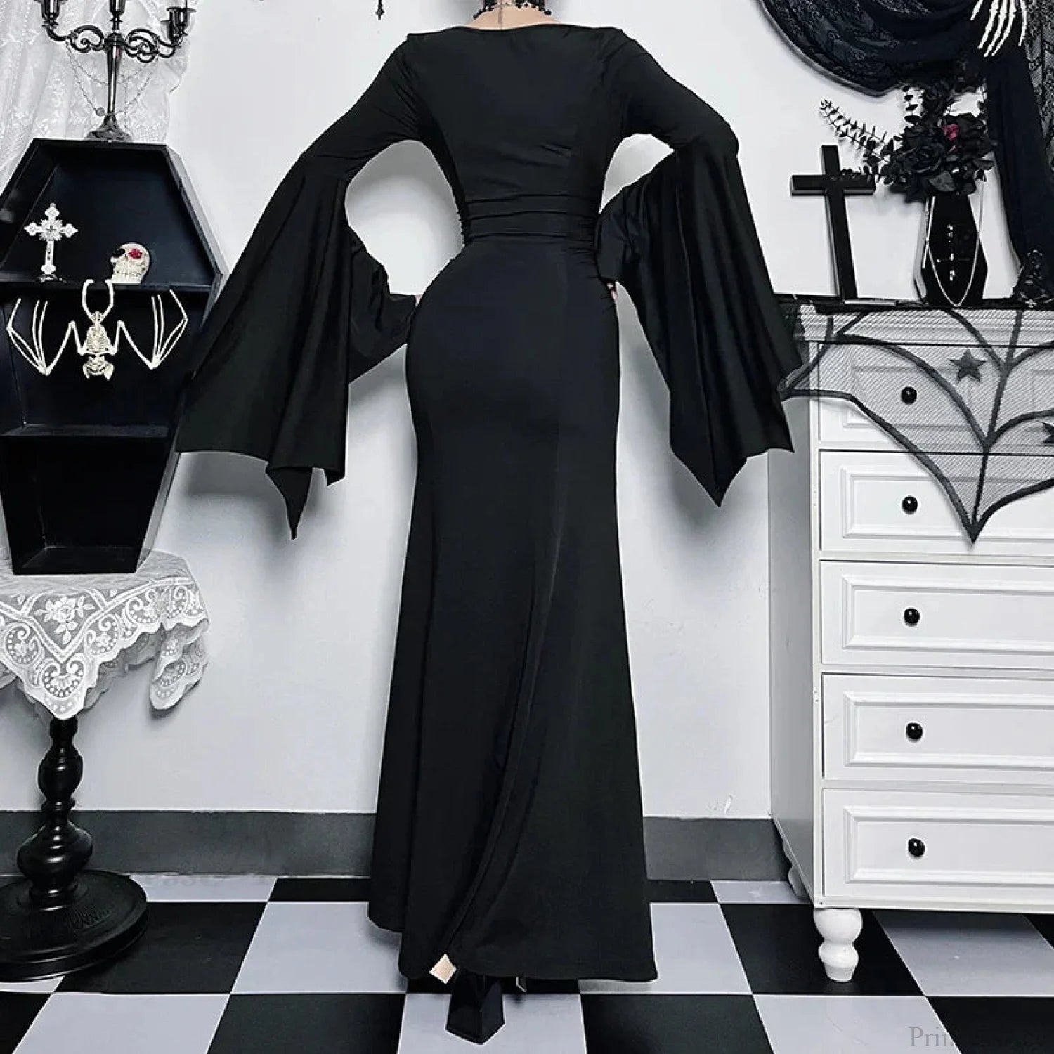 Slender Gothic Autumn Everyday Comfort Long Dress