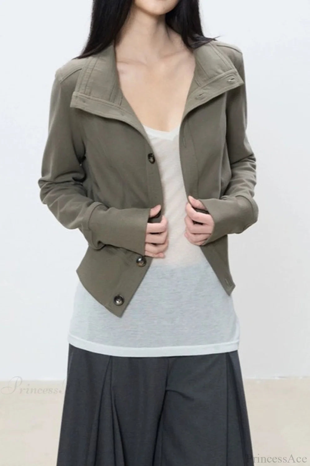 Slim Cropped Turtleneck Casual Jacket